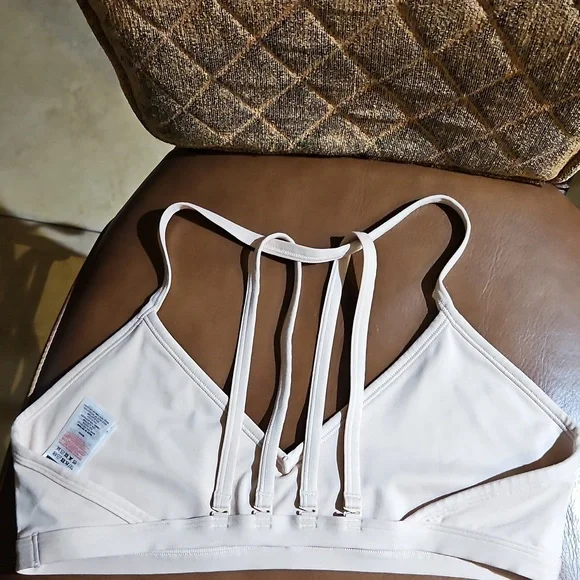 Gymshark Minimal Sports Bra Ruched Light Support Strappy Wirefree Tan - Picture 2 of 3